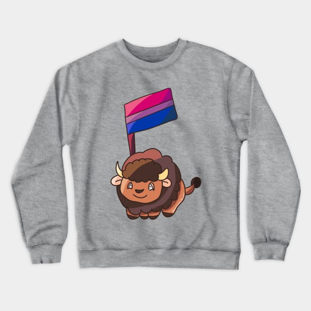 Bisexual Pride Flag Bison Crewneck Sweatshirt by nonbeenarydesigns